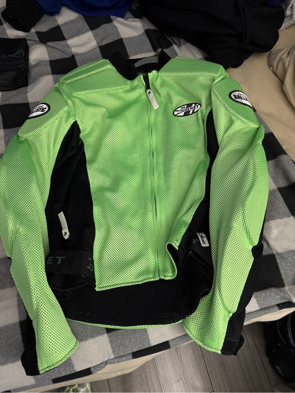 Joe Rocket Men's Lime Green and Black Mesh Performance Jacket